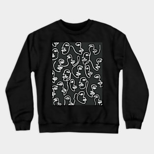 Face one line art pattern in black background Crewneck Sweatshirt